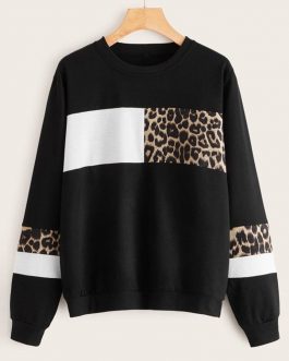 Leopard Print O-Neck Sweatshirt