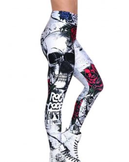 Skull Print Skinny High Waist Legging