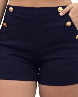 Solid Skinny Zipper Shorts