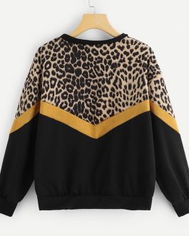 Leopard Panel Sweatshirt
